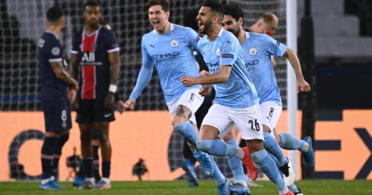 Mahrez grabs winner as Man City come from behind to beat 10-man PSG