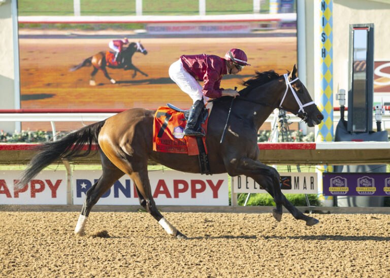 Qatar Racing’s SHEDARESTHEDEVIL wins Gr1 Clement L Hirsch Stakes