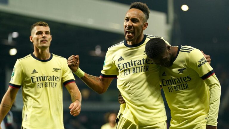 Aubameyang treble lifts Arsenal gloom in League Cup