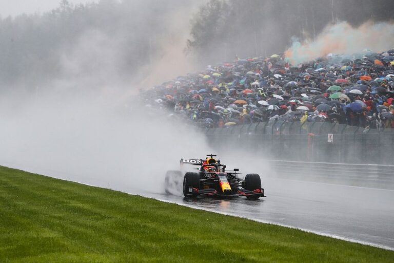 Verstappen wins rain-ruined two-lap Belgian GP, shortest race in history