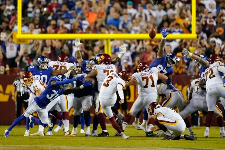 Washington edge Giants 30-29 in NFL thriller